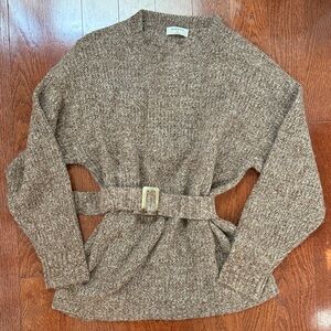BABATON BY ARITZIA BROWN BELTED KNIT SWEATER
